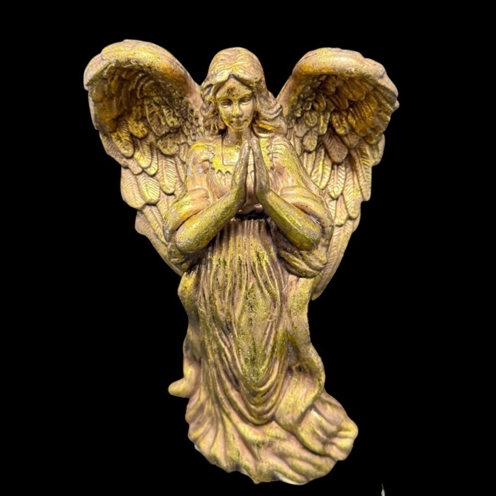 Antique Gold Angel Praying Christmas Tree Ornament Holiday EUC